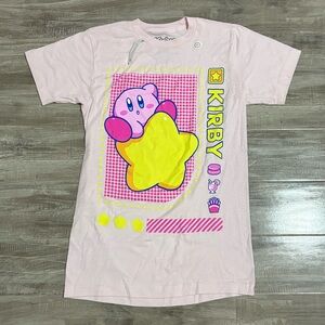 ! NEW! Unisex Nintendo Kawaii Kirby Pink and Yellow T-Shirt Size S